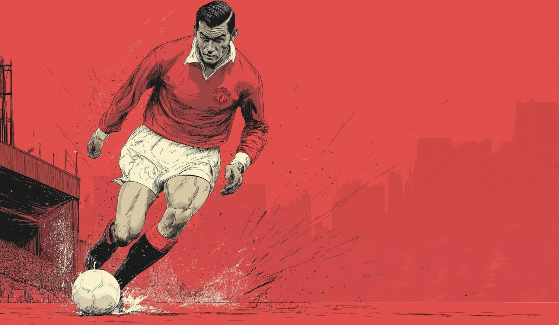 Striker with the football at his feet